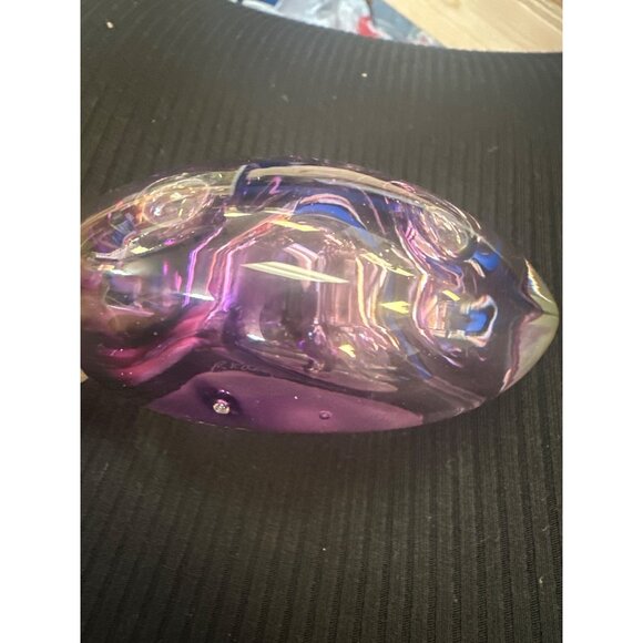Signed R. Karg Purple Glass Paperweight With Abstract Design - Picture 2 of 7